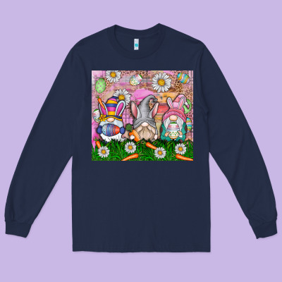 Easter Gnome Long Sleeve Tee Designed By Cowhidedigitalart