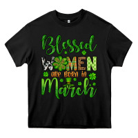 Black St. Patrick's Blessed women are born in March Heavy Core Tee - OliviaCreatesArt