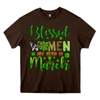 Chocolate Brown St. Patrick's Blessed women are born in March Heavy Core Tee - OliviaCreatesArt