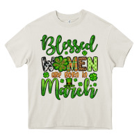 Cream St. Patrick's Blessed women are born in March Heavy Core Tee - OliviaCreatesArt