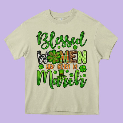 St. Patrick's Blessed Women Are Born In March Heavy Core Tee Designed By Oliviacreatesart
