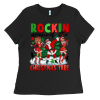 Black Rockin Around The Christmas Tree Ladies Tee - FaDigitalArtStudio