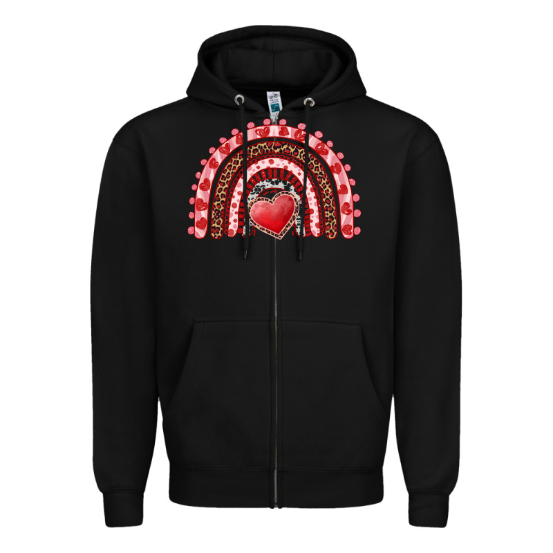 Valentines Day Rainbow With Heart Zipper Hoodie by RanaPortraitStore | Teevron