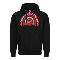 Black valentines day rainbow with heart Zipper Hoodie - RanaPortraitStore