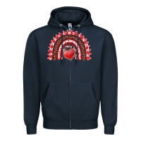 Navy valentines day rainbow with heart Zipper Hoodie - RanaPortraitStore