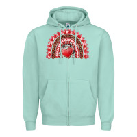 Seafoam valentines day rainbow with heart Zipper Hoodie - RanaPortraitStore