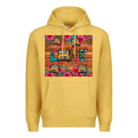 Antique Gold love school bus leopard Premium Hoodie - Artiststas
