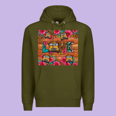Love School Bus Leopard Premium Hoodie Designed By Artiststas