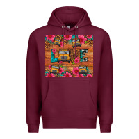 Burgundy love school bus leopard Premium Hoodie - Artiststas