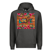 Charcoal Heather love school bus leopard Premium Hoodie - Artiststas