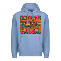 Colony Blue love school bus leopard Premium Hoodie - Artiststas