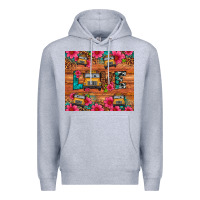 Heather Grey love school bus leopard Premium Hoodie - Artiststas