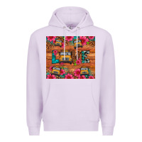 Lilac love school bus leopard Premium Hoodie - Artiststas