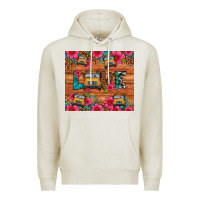 Oatmeal Heather love school bus leopard Premium Hoodie - Artiststas