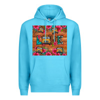 Ocean Blue love school bus leopard Premium Hoodie - Artiststas