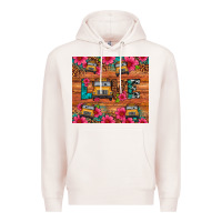 Pale Pink love school bus leopard Premium Hoodie - Artiststas