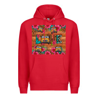Red love school bus leopard Premium Hoodie - Artiststas