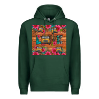 Sports Green love school bus leopard Premium Hoodie - Artiststas