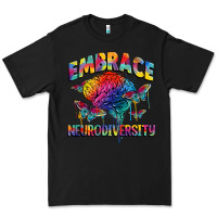 Black Embrace neurodiversity Autism Premium Tee - FaDigitalArtStudio