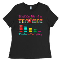 Black battery life of a teacher Ladies Tee - BundleAndBundleShop