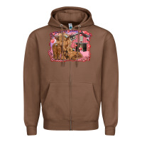 Chestnut valentines day mama cow and baby cows Zipper Hoodie - RanaPortraitStore