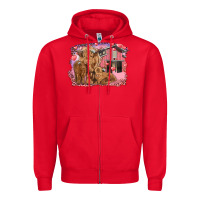 Red valentines day mama cow and baby cows Zipper Hoodie - RanaPortraitStore