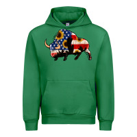 Emerald american flag bison Urban Hoodie - Jasminsmagicworld