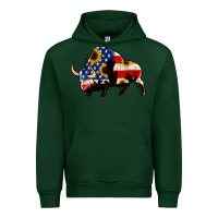 Forest Green american flag bison Urban Hoodie - Jasminsmagicworld