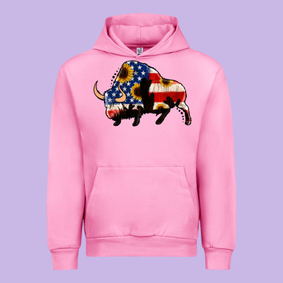 American Flag Bison Urban Hoodie Designed By Jasminsmagicworld