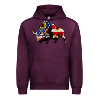 Mauve Wine american flag bison Urban Hoodie - Jasminsmagicworld