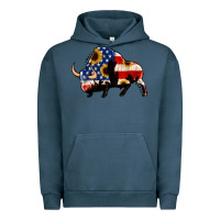 Pigment Midnight Navy american flag bison Urban Hoodie - Jasminsmagicworld