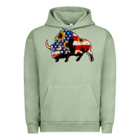 Pigment Oil Green american flag bison Urban Hoodie - Jasminsmagicworld