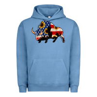 Pigment Pebble Blue american flag bison Urban Hoodie - Jasminsmagicworld