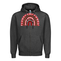 Charcoal Heather valentines day rainbow Zipper Hoodie - RanaPortraitStore