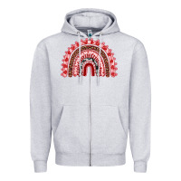 Heather Grey valentines day rainbow Zipper Hoodie - RanaPortraitStore
