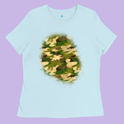 Camouflage Patch 3 Ladies Tee Designed By Bundleandbundleshop