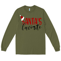 Army Green Santa's Favorite Ho Long Sleeve Tee - DesigneFamous