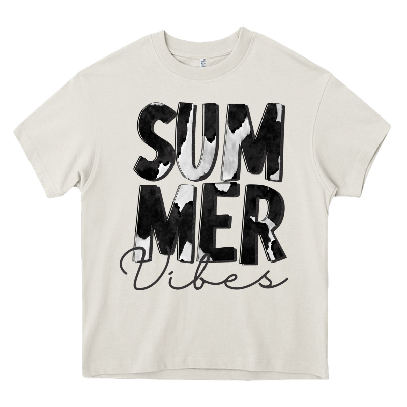 Summer Vibes Black White Cowhide Heavy Core Tee by CowCowDesign | Teevron