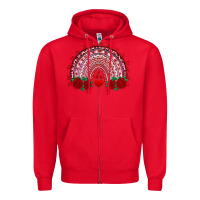 Red valentines day rainbow with roses Zipper Hoodie - RanaPortraitStore