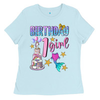 Baby Blue birthday girl 1 Ladies Tee - BundleAndBundleShop