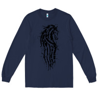 Navy horse of rohan active Long Sleeve Tee - DesigneFamous