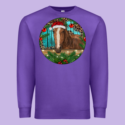 Brown Horse Christmas Premium Sweatshirt Designed By Ranaportraitstore