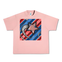 Salmon stripes & stars seamless pattern Urban Heavy Tee - BundleAndBundleShop