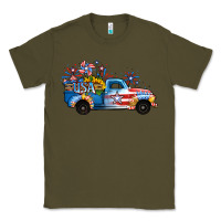 Army Green USA 4th of July Sunflower Truck Classic Tee - Jasminsmagicworld