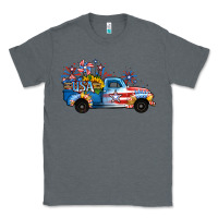Charcoal Heather USA 4th of July Sunflower Truck Classic Tee - Jasminsmagicworld