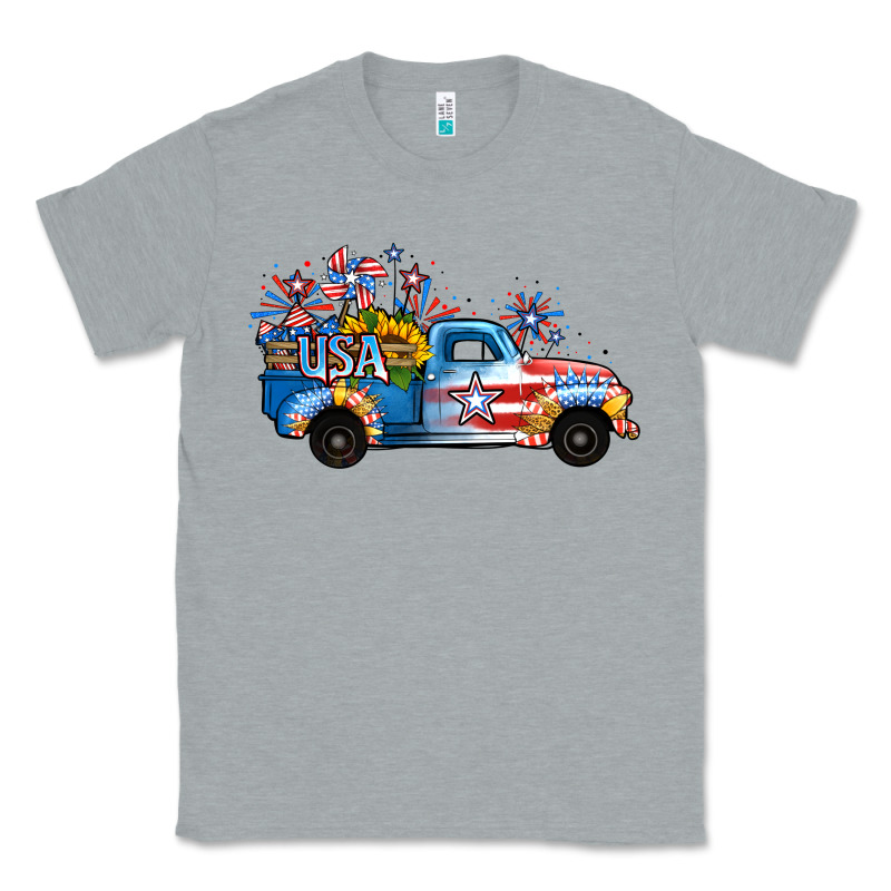 Usa 4th Of July Sunflower Truck Classic Tee by Jasminsmagicworld | Teevron