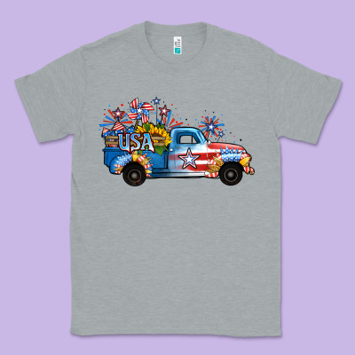 Usa 4th Of July Sunflower Truck Classic Tee Designed By Jasminsmagicworld