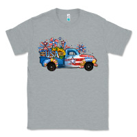 Heather Grey USA 4th of July Sunflower Truck Classic Tee - Jasminsmagicworld
