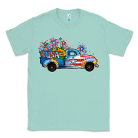 Seafoam USA 4th of July Sunflower Truck Classic Tee - Jasminsmagicworld