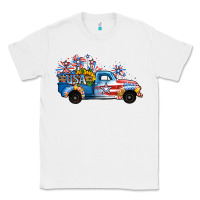 White USA 4th of July Sunflower Truck Classic Tee - Jasminsmagicworld
